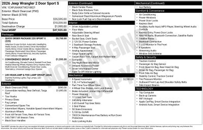 2026 Jeep Wrangler WRANGLER 2-DOOR SPORT S