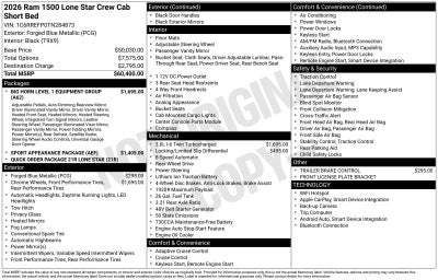 2026 RAM Ram 1500 RAM 1500 LONE STAR CREW CAB 4X2 5'7' BOX