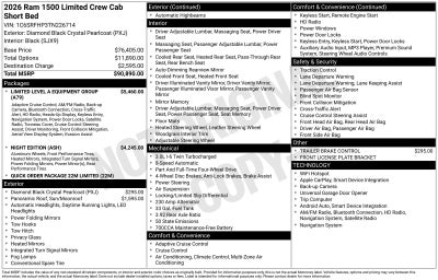 2026 RAM Ram 1500 RAM 1500 LIMITED CREW CAB 4X4 5'7' BOX