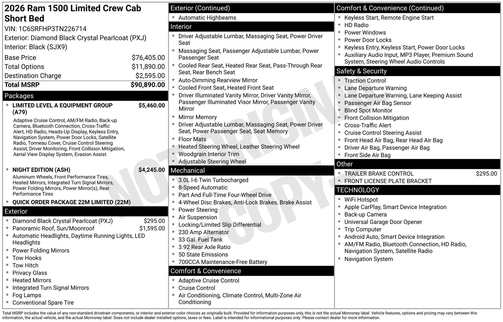 2026 RAM Ram 1500 RAM 1500 LIMITED CREW CAB 4X4 5'7' BOX