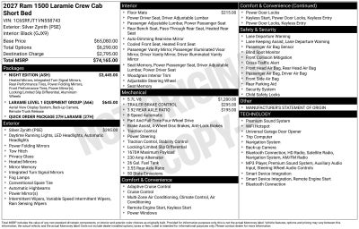 2027 RAM Ram 1500 RAM 1500 LARAMIE CREW CAB 4X4 5'7' BOX