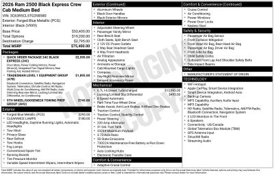 2026 RAM Ram 2500 RAM 2500 BLACK EXPRESS CREW CAB 4X4 6'4' BOX