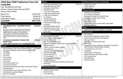 2026 RAM Ram 3500 RAM 3500 TRADESMAN CREW CAB 4X4 8' BOX