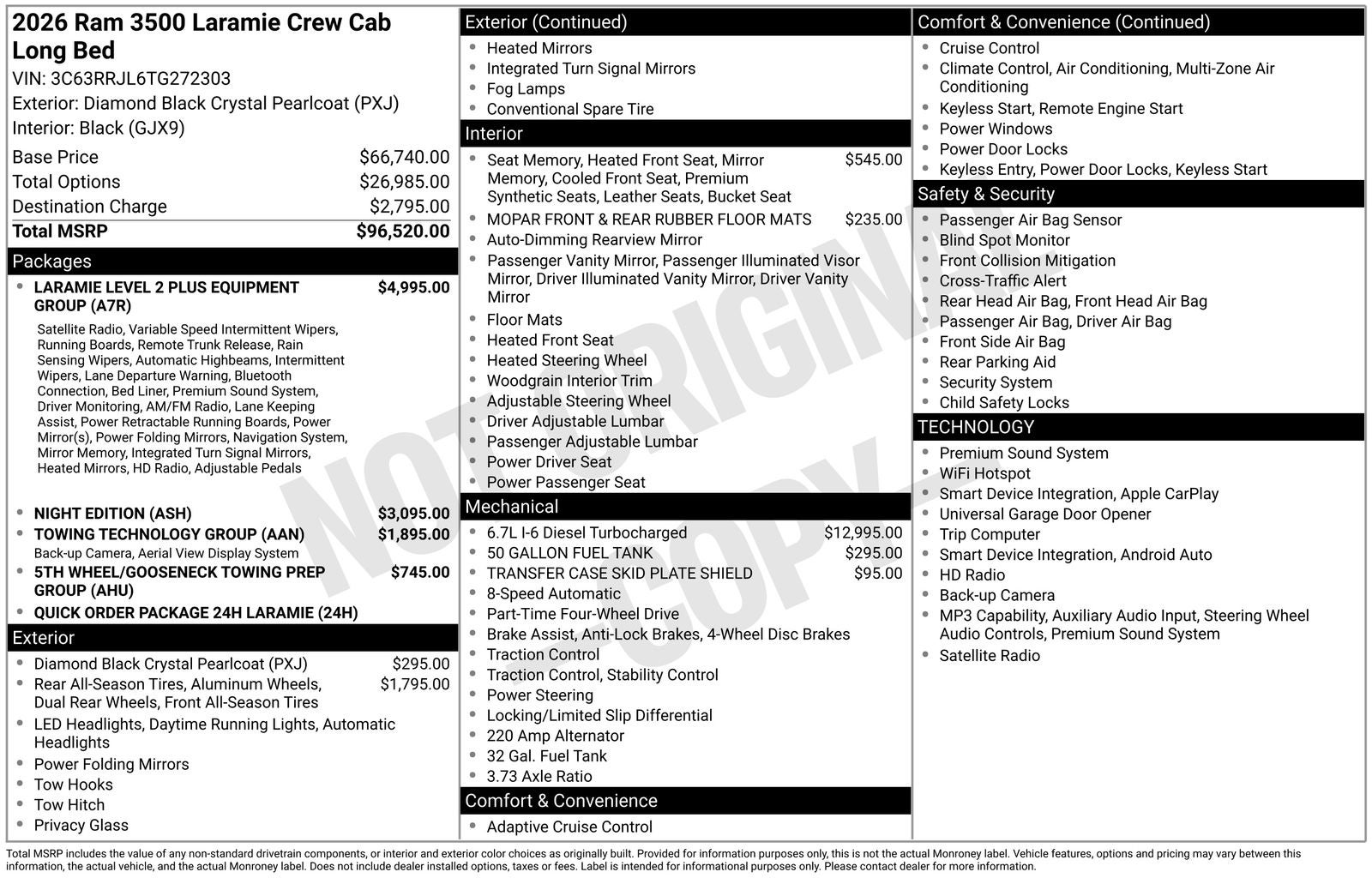 2026 RAM Ram 3500 RAM 3500 LARAMIE CREW CAB 4X4 8' BOX