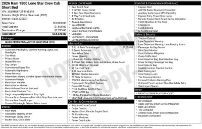2026 RAM Ram 1500 RAM 1500 LONE STAR CREW CAB 4X2 5'7' BOX