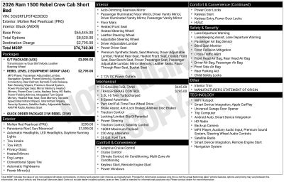 2026 RAM Ram 1500 RAM 1500 REBEL CREW CAB 4X4 5'7' BOX