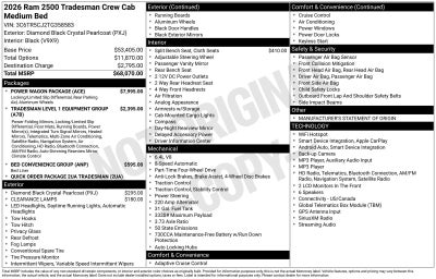 2026 RAM Ram 2500 RAM 2500 TRADESMAN CREW CAB 4X4 6'4' BOX