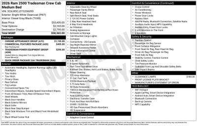 2026 RAM Ram 2500 RAM 2500 TRADESMAN CREW CAB 4X4 6'4' BOX