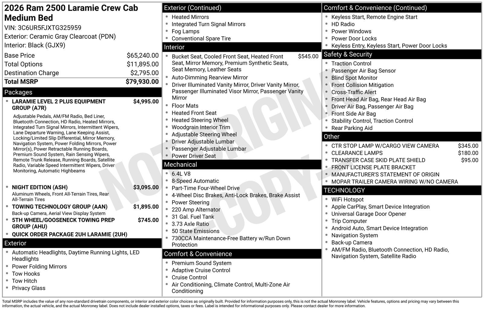 2026 RAM Ram 2500 RAM 2500 LARAMIE CREW CAB 4X4 6'4' BOX