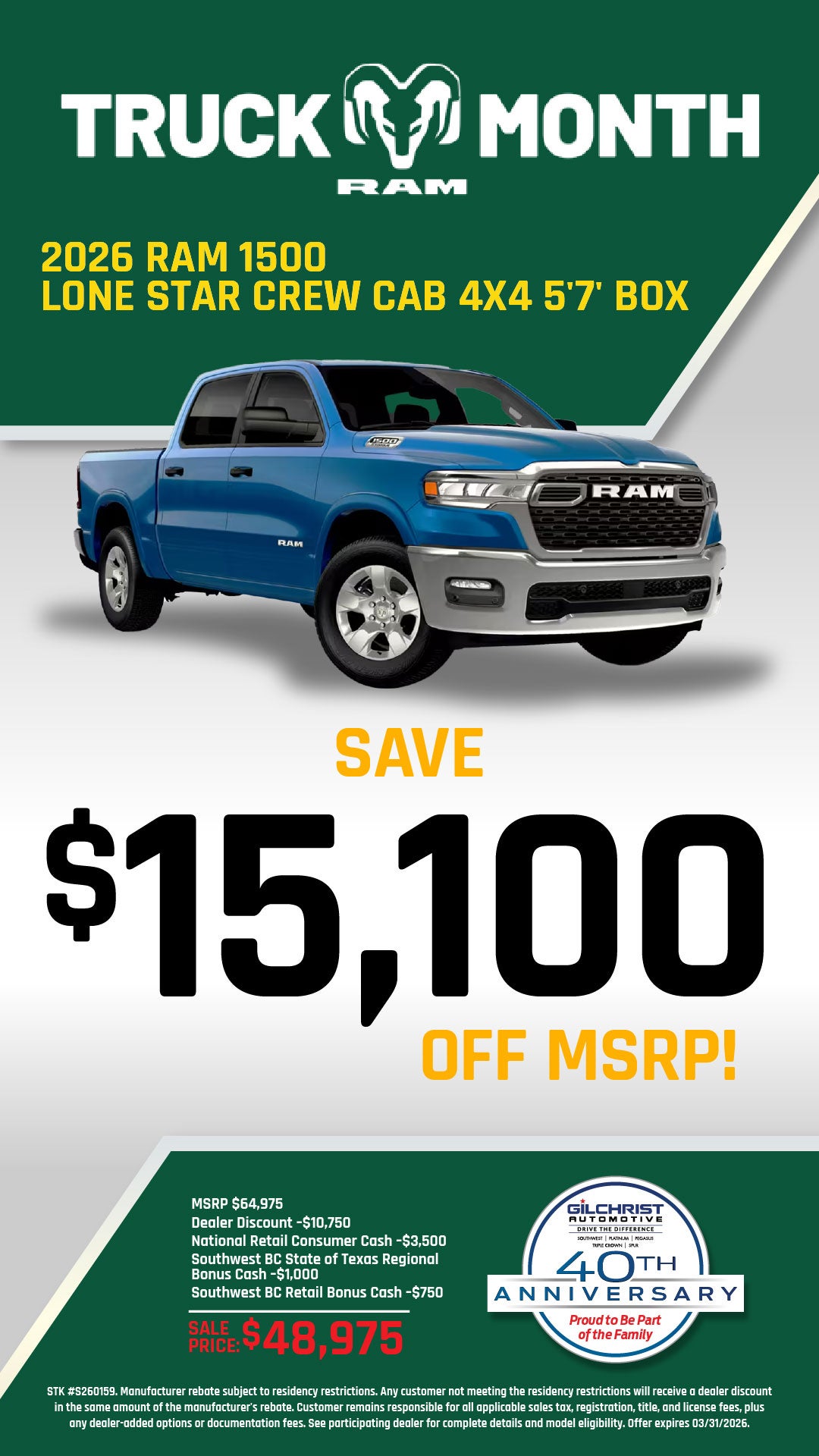 Save Up to $15,100 Off MSRP on the 2025 Ram 1500 During Truck Month!