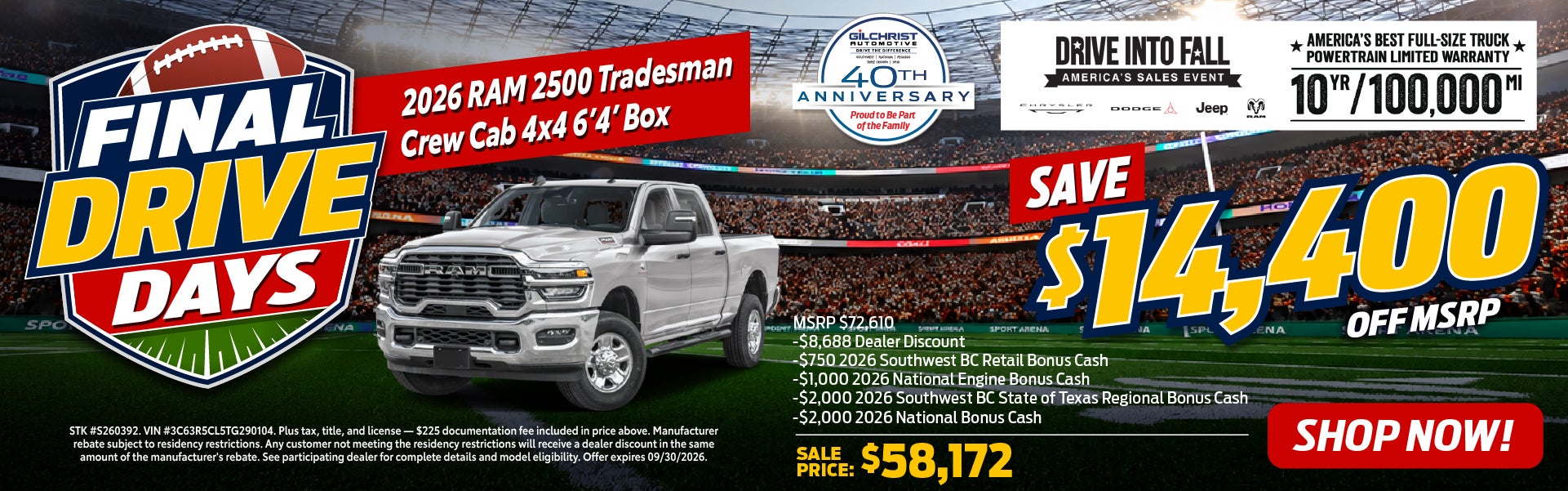 2026 RAM 2500 Tradesman Save $14,400 at Spur CDJR